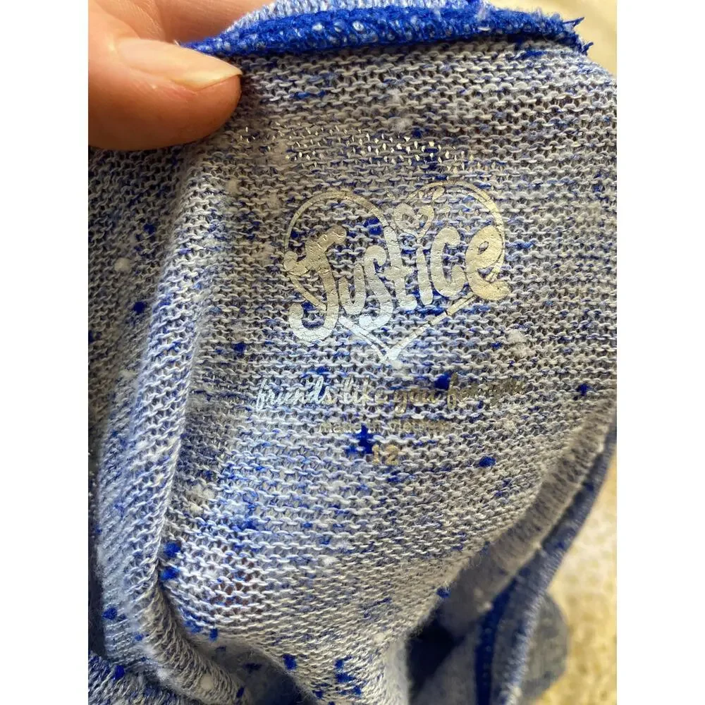 Justice Blue and Lace Lightweight Pullover Sweater, Size 12